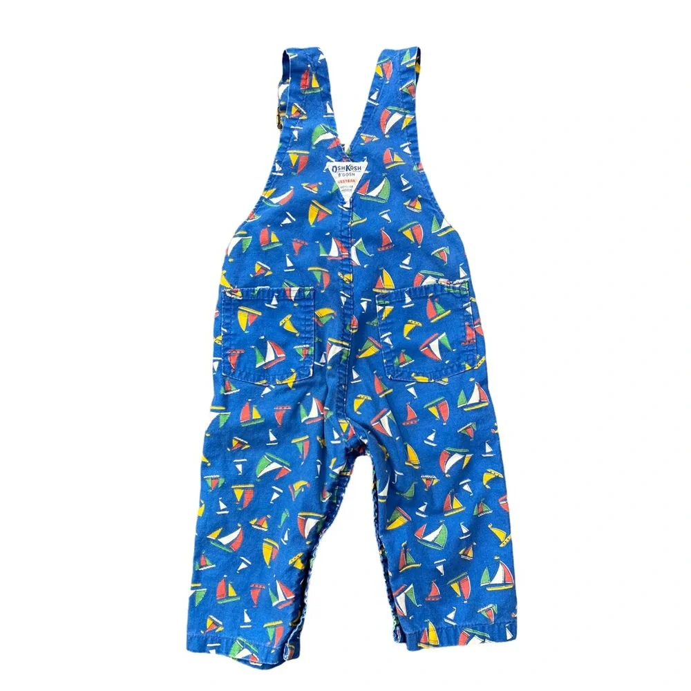 OSHKOSH B’GOSH Vintage RARE Vestbak Sailboat Overall Pants Size 24M